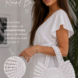 HEKLANA TORBA U BELOJ BOJI ROUND BAG
