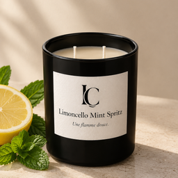 Sojina mirisna sveća Limoncello Mint Spritz, 200 g. Ručno livena od 100% sojinog voska, sa pamučnim fitiljem.