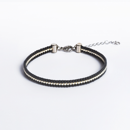 Narukvica Miyuki srebrna crna PLAY Good Vibes