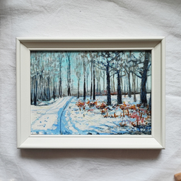 umetnički print slike "Zimsko jutro" pejzaž koji odiše svežinom sunčanog snežnog jutra