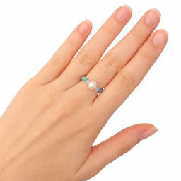 Prsten sa biserom – ručno rađen, japanske perlice