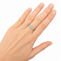 Prsten sa plavim kristalom – ručno rađen, perlice