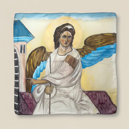 Ručno oslikana svilena marama - Beli Andjeo Manastir Mileševa