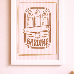 Sardine poster sa ramom – retro ilustracija