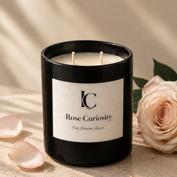 Rose Curiosity, ručno livena sojina sveća od 200 g. Nežan miris ruže.